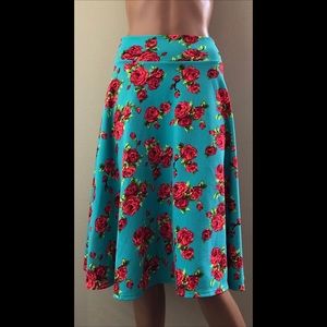 Turquoise Rose Print Skirt